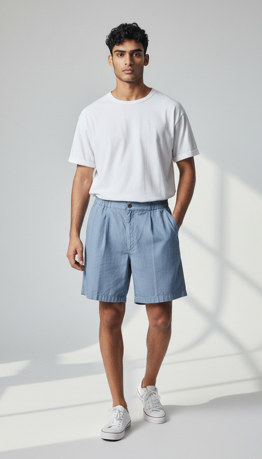 Flyers by Royal Palms Chambray Pleaded Front Shorts