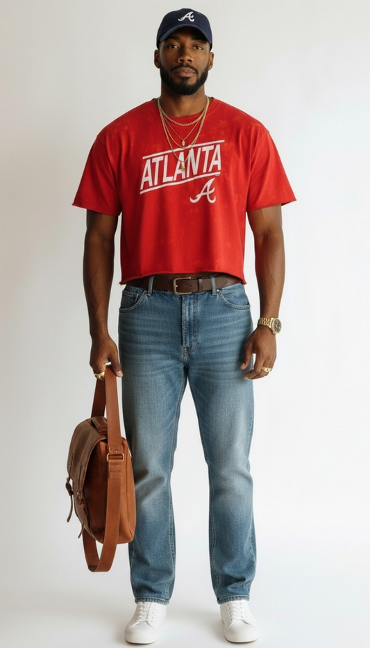Genuine Merchandise "Atlanta" Bleached Out Crop Tee