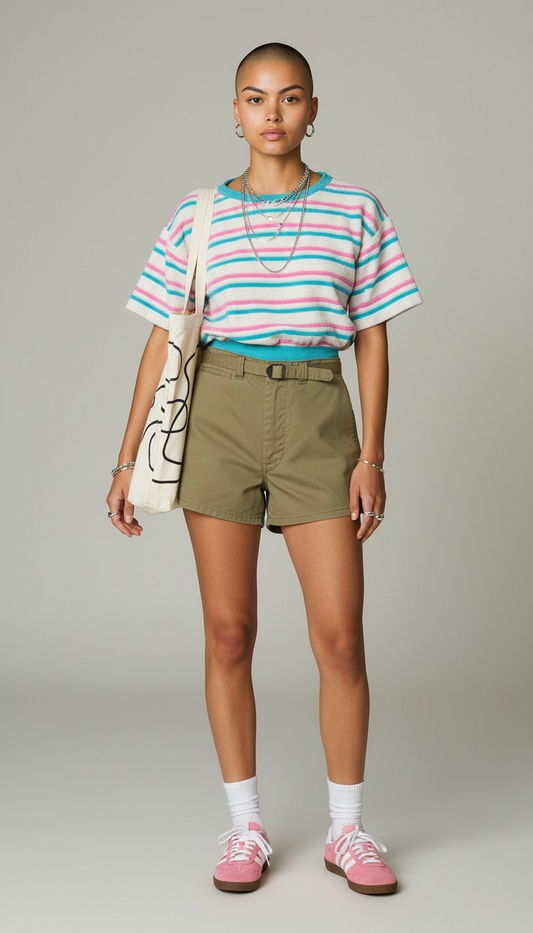 80s Aileen Terrycloth Striped Top