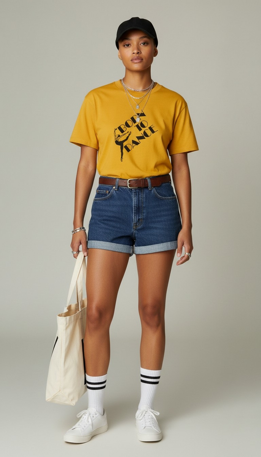 80s Yellow Born To Dance Tee