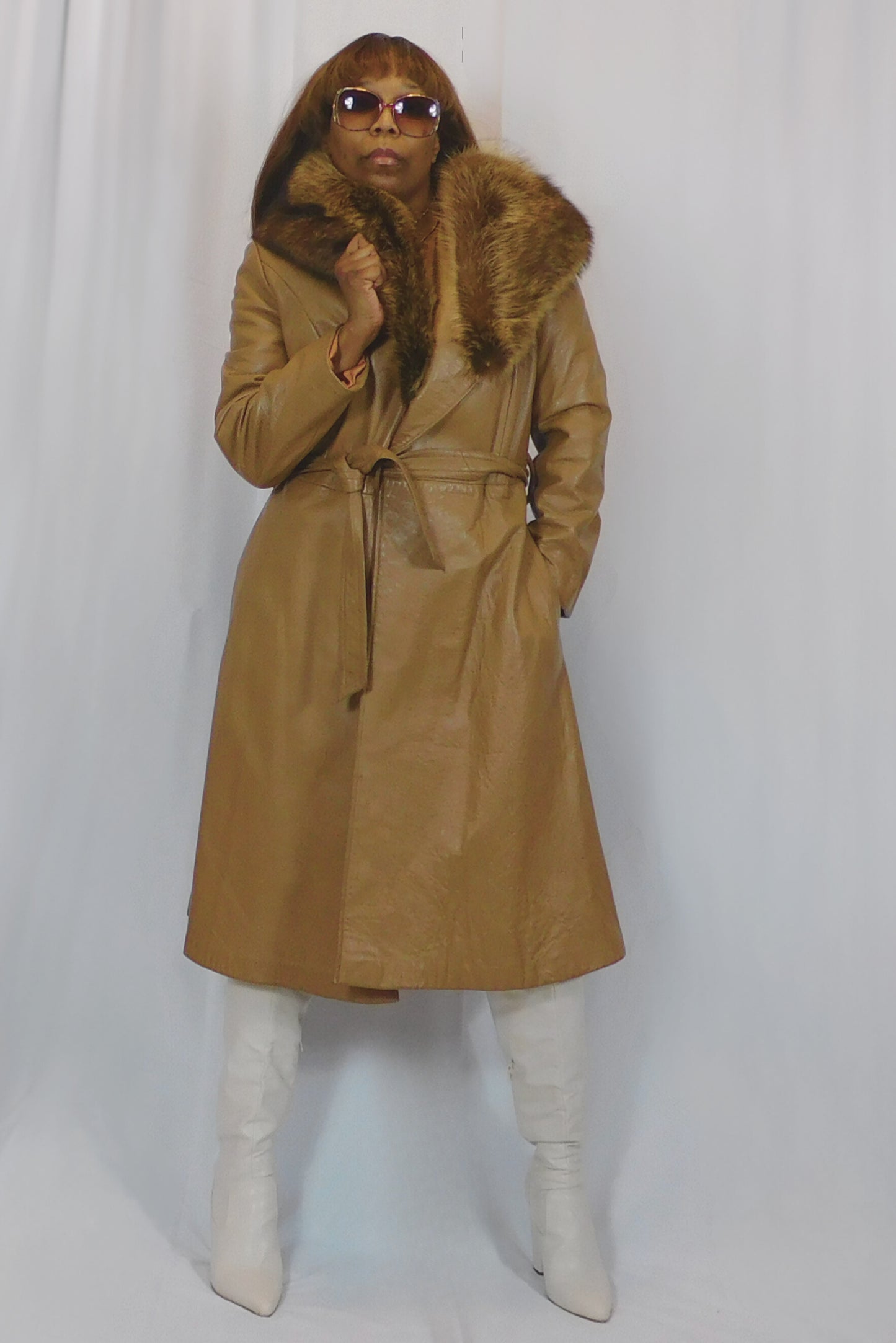 Groovy Glam Girl! Keira Leather Coat with Fur Collar