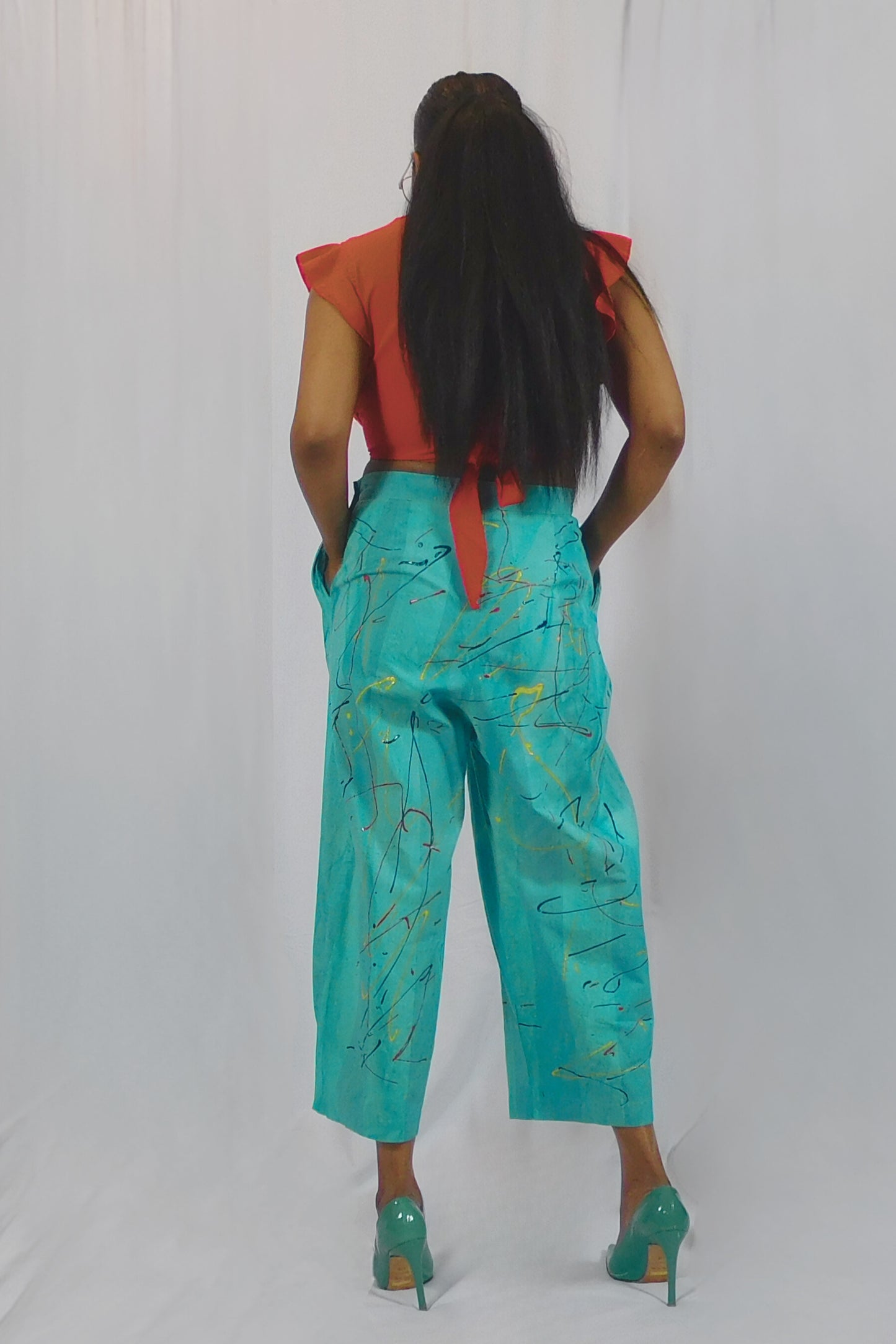 THE ARTIST COLLECTION B. Bronson Paint Splatter Wide Leg Pants