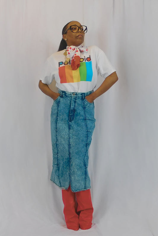 Around The Way Girl Vasco Acidwash Midi Denim Skirt