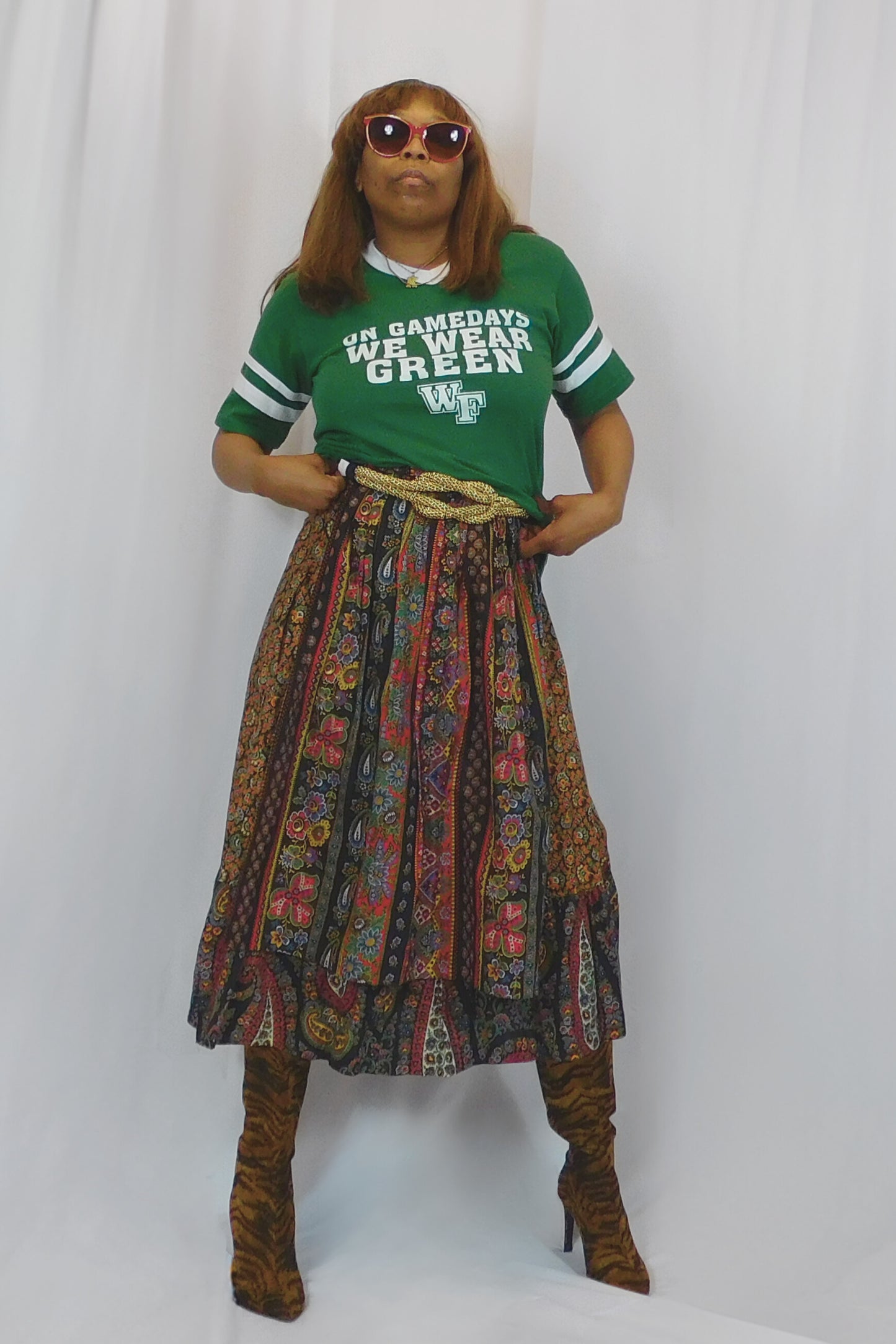 I'm A Boho Girlie Century Of Boston Midi Floral Layered Skirt