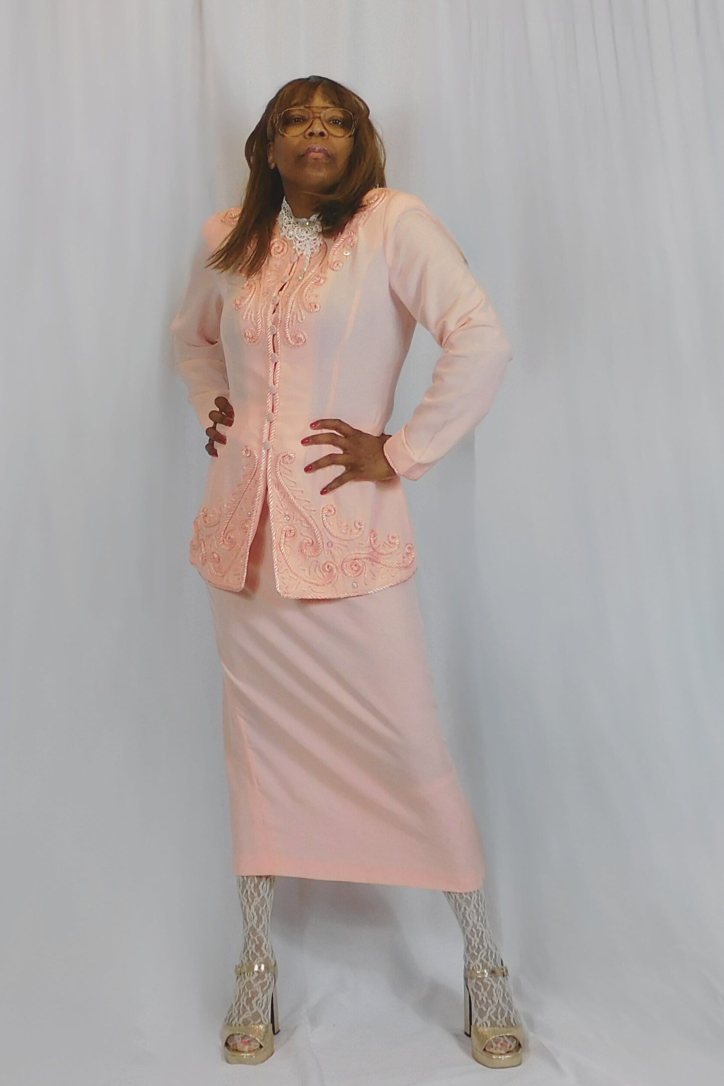 Channeling Dom Dev Sarah Elizabeth Pink Skirt Set