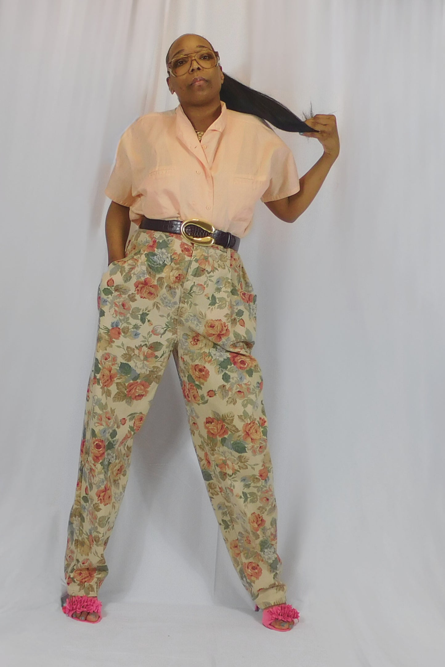 Pants of Flowers French Navv Floral Pants