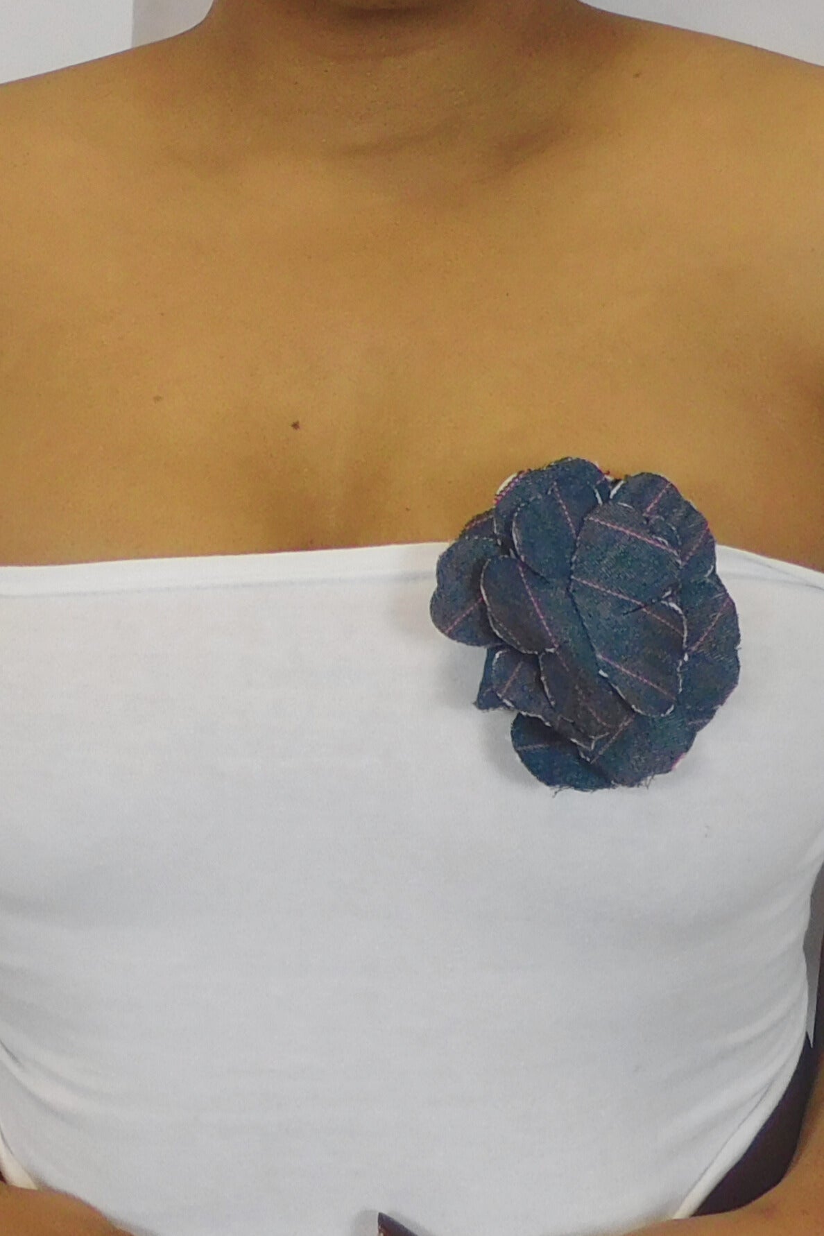 Everything's Better in Denim Floral Brooch