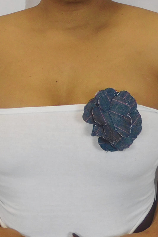 Everything's Better in Denim Floral Brooch