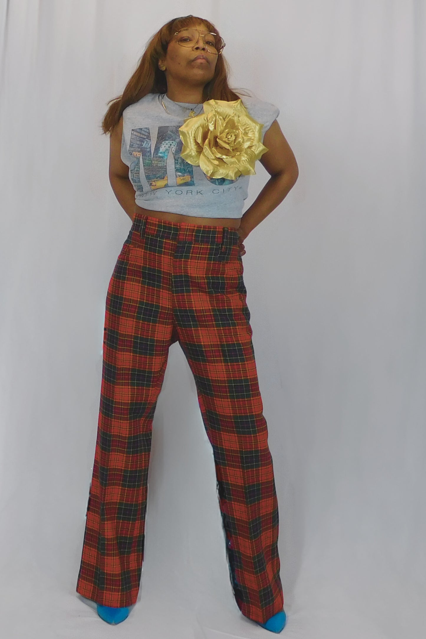 Country Club Chic Plaid Bellbottom Pants