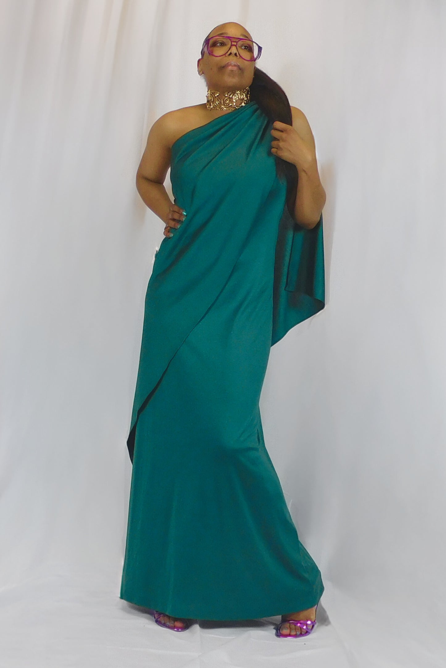 Grecian Disco Diva One Shoulder Dress